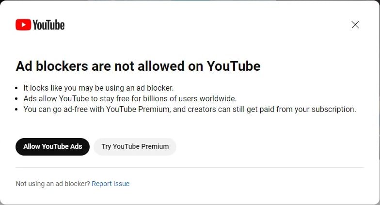 YouTube Popup Blocker