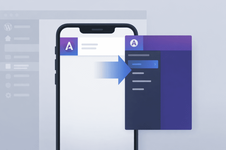 Astra Pro mobile header logo and off-canvas menus