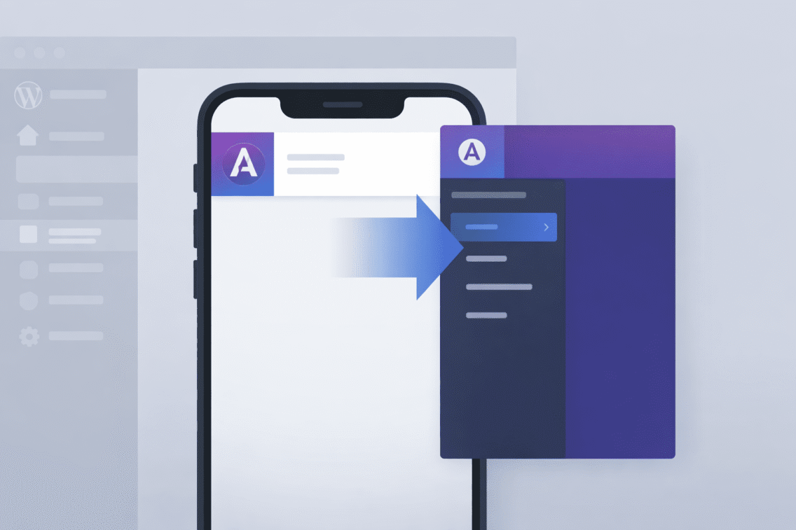 Astra Pro mobile header logo and off-canvas menus