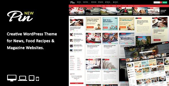 Pin = Pinterest Style / Personal Masonry Blog / Front-end Submission WordPress theme