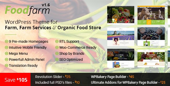 FoodFarm – WordPress Theme for Farm, Farm Services and Organic Food Store WordPress theme