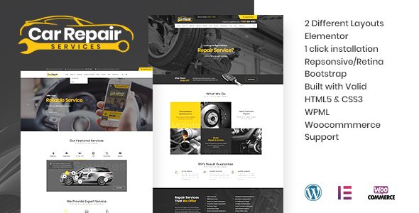 Car Repair Services & Auto Mechanic + RTL WordPress theme