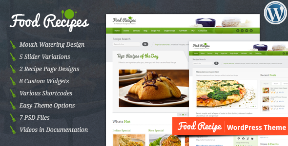Food Recipes WordPress theme