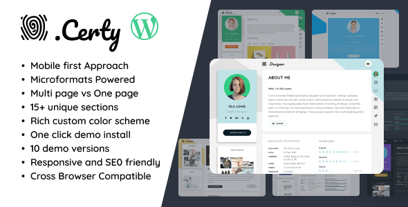 Creative Resume & CV WordPress Theme WordPress theme