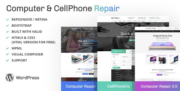 Computer and CellPhone Repair Services WordPress Theme WordPress theme