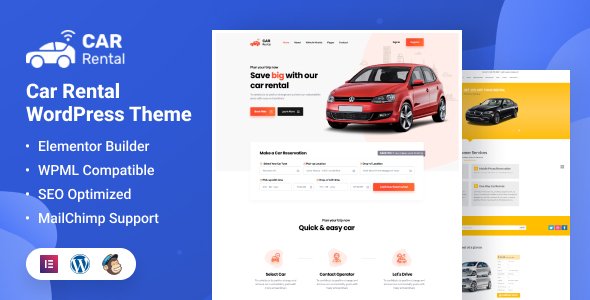 Car Rental WordPress Theme Landing Page WordPress theme