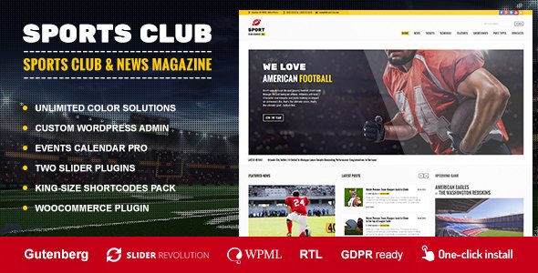 Sports Club WordPress theme
